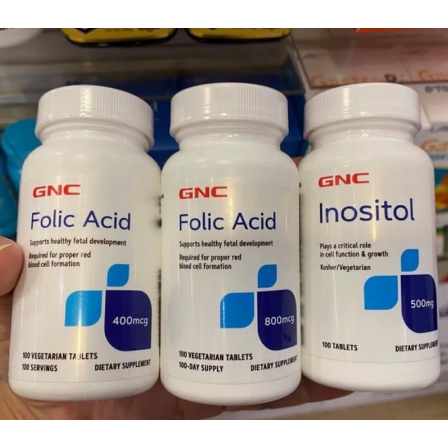 GNC Folic Acid 葉酸800 葉酸 400mcg 800mcg 肌醇 Inositol