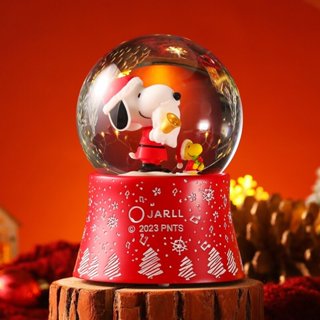 【新品現貨 JARLL讚爾藝術】Snoopy史努比假期愉快(彩色) 水晶球音樂盒 禮物SP23007