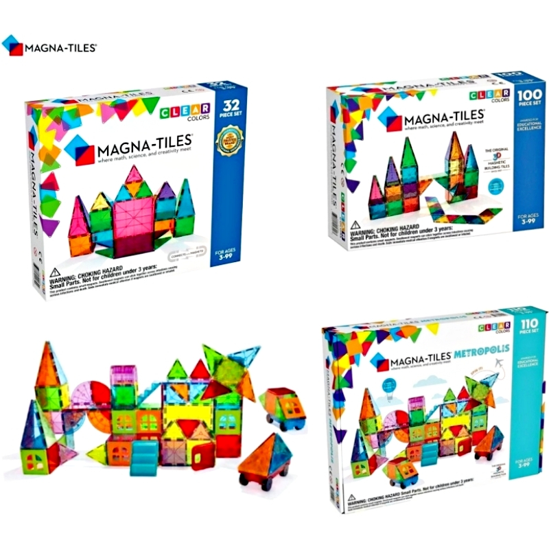 美國Magna-Tiles® 彩色透光磁力積木(32片/100片/都市磁力積木110片)【衛立兒生活館】