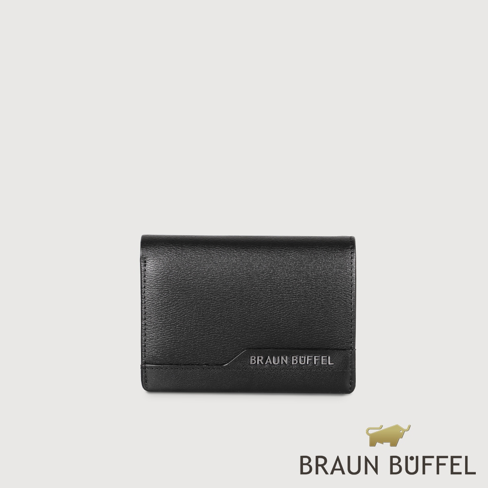 【BRAUN BUFFEL 德國小金牛】台灣總代理 黎明 名片夾-黑色/BF822-141-BK