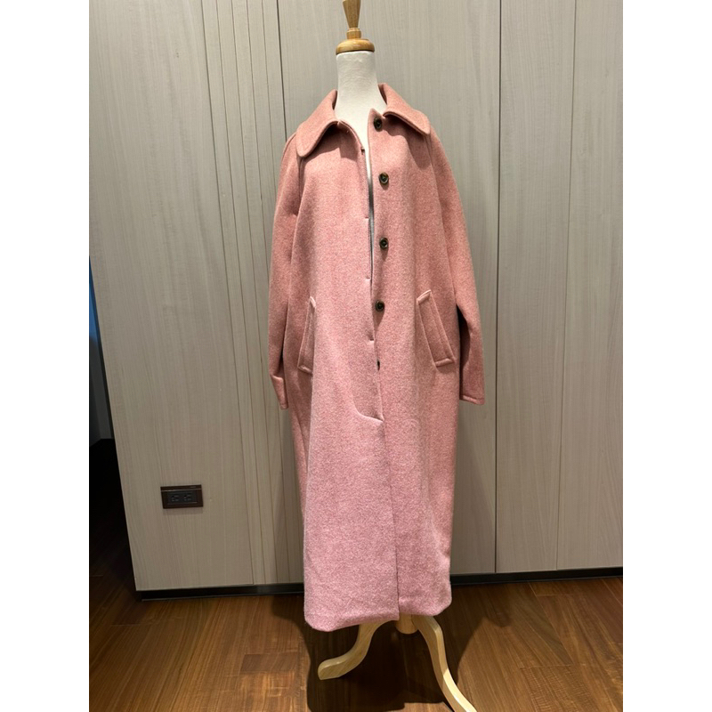 全新韓國羊毛粉色大衣