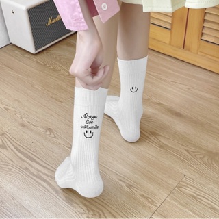 Y2 style▪️Ｑ（現貨）笑臉刺繡中筒襪襪子▪️Y2style歐美設計款寬鬆暗黑個性韓版【YW-001】
