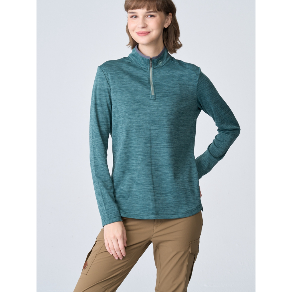 【WILDLAND荒野】女拉鍊鬆餅格保暖機能衣0B12617/吸濕快乾/秋冬登山機能底層衣/登山露營/野雁戶外