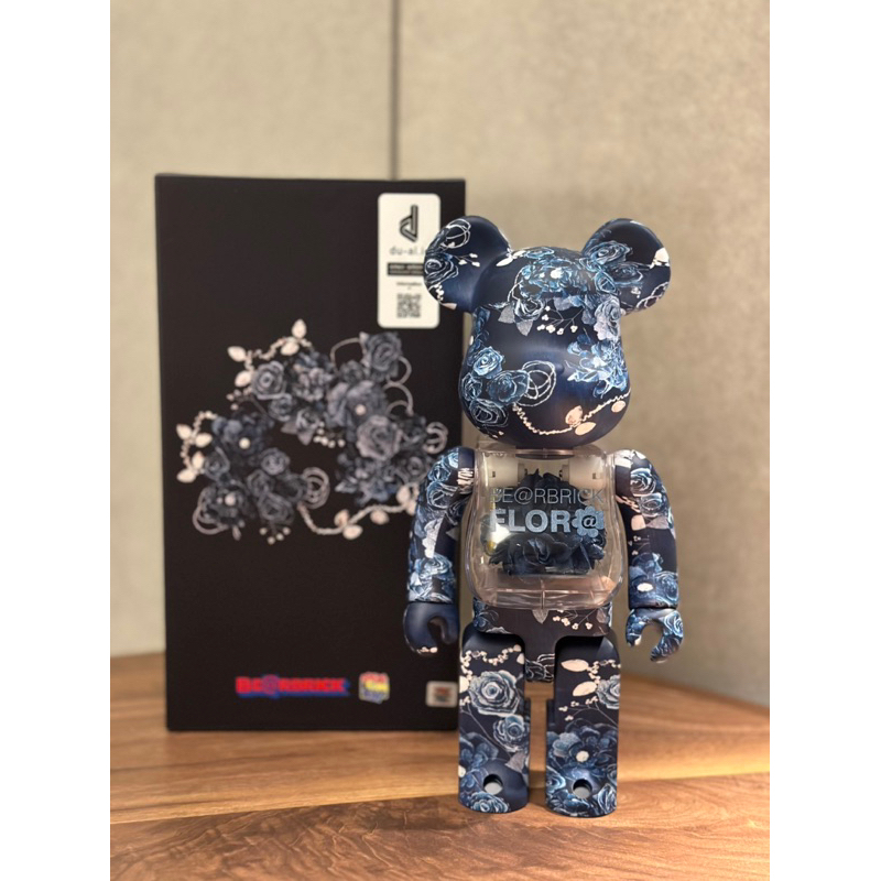 《熊 🇯🇵專門店》BE@RBRICK FLOR@ DENIM 丹寧藍 肚中花 玫瑰花 400% 全新未拆現貨