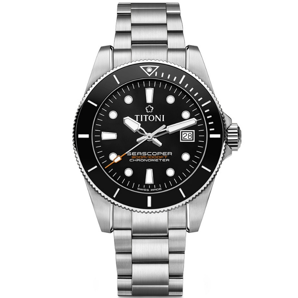 TITONI 梅花錶 海洋探索 SEASCOPER 300 陶瓷圈 潛水機械腕錶 83300S-BK-702