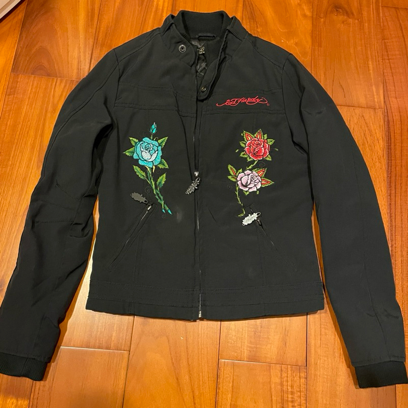 Ed Hardy by Christian Audigier 經典刺繡水鑽 鋪棉外套 Size S