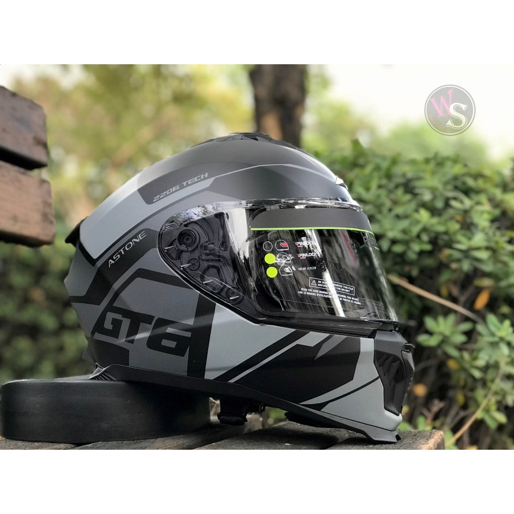 🔥新品上市🔥台南WS騎士用品 Astone GT6 YB1 平黑灰 內墨鏡 耳機槽 全罩式安全帽 雙鏡片 全罩
