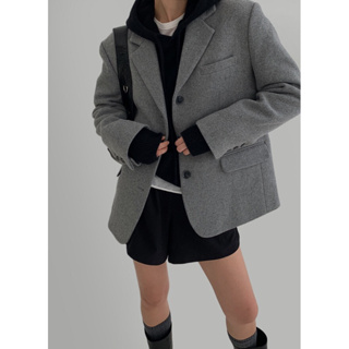 KOREA冬季款羊毛挺版西裝外套