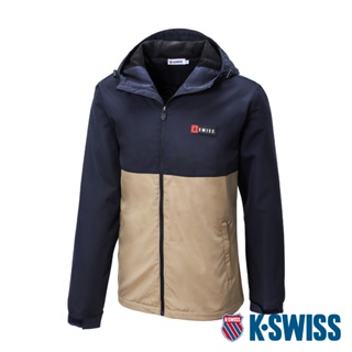 K-SWISS Windbreaker 刷毛防風外套-男-藍/卡其