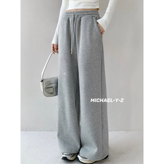 🔥高個子必入🔥加絨加厚🧣秋冬高品質慵懶風垂墜感加厚闊腿褲 落地褲 直筒褲 休閒褲 棉褲 厚棉褲 慵懶風休閒褲