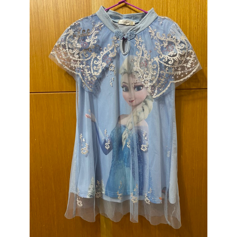 女童👧🏻中國風洋裝，冰雪奇緣艾莎公主紗裙