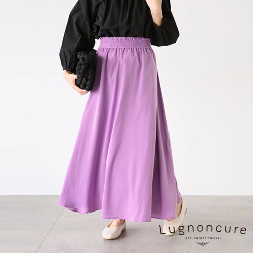 Lugnoncure 緞面鬆緊腰設計長裙(FD33L0L0380)