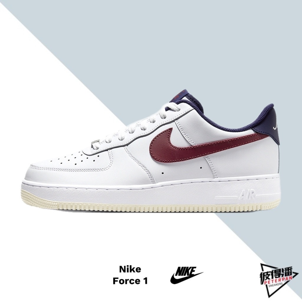 NIKE AIR FORCE 1 白 藍紅鴛鴦 皮革 男 休閒鞋 FV8105-161 【彼得潘】