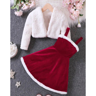 4-7歲 聖誕節童裝 童裝2件套（小外套+洋裝）聖誕節洋裝 聖誕節衣服 新款服飾 套裝 女寶服裝 兒童服裝 兒童衣服