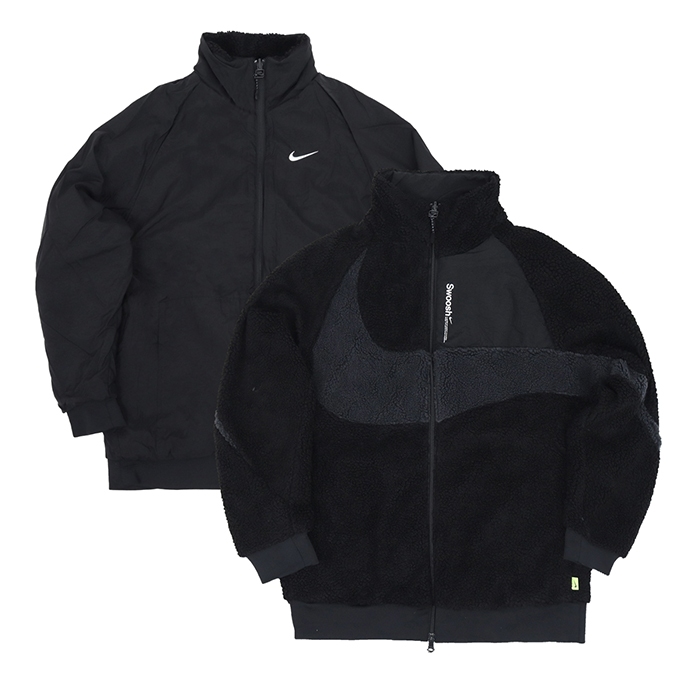 【XIAOLU】 NIKE NSW SWOOSH JACKET 羊羔絨外套 雙面 立領 大勾勾 黑 FB1910-010