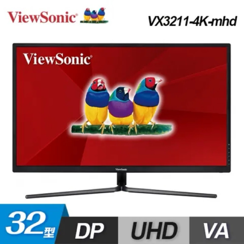 ViewSonic 4K 32吋 60Hz 護眼電腦螢幕（VX3211-4K-MHD）