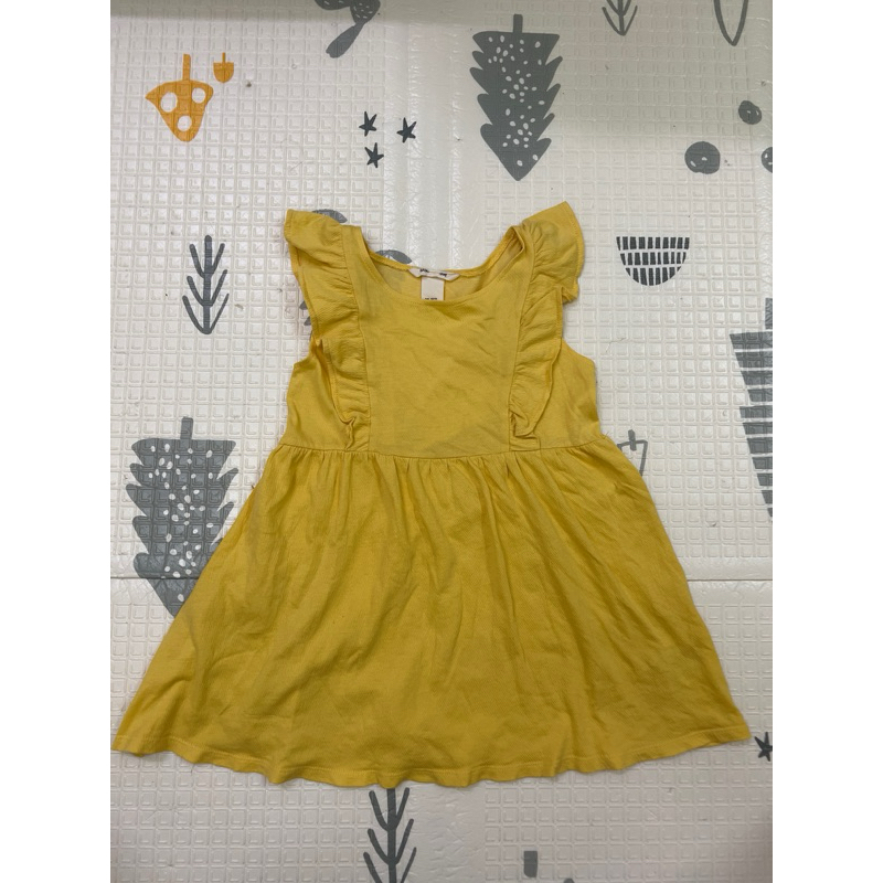 二手兒童女童-H&amp;M荷葉邊黃色洋裝120公分