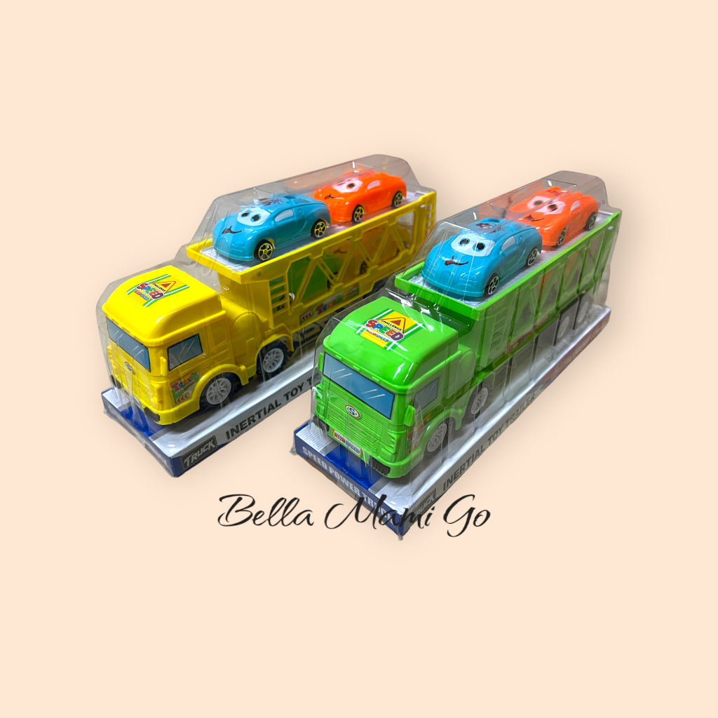 Bella媽咪購💎雙層工程車拖車 雙層卡通拖車 親子互動玩具 兒童玩具 益智玩具-242-00010