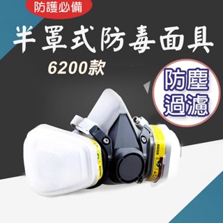 TW臺灣現貨 6200 7502 半罩防毒面具 雙罐式 非3M款 濾毒罐 呼吸道防護 護目鏡 防毒面罩 防塵