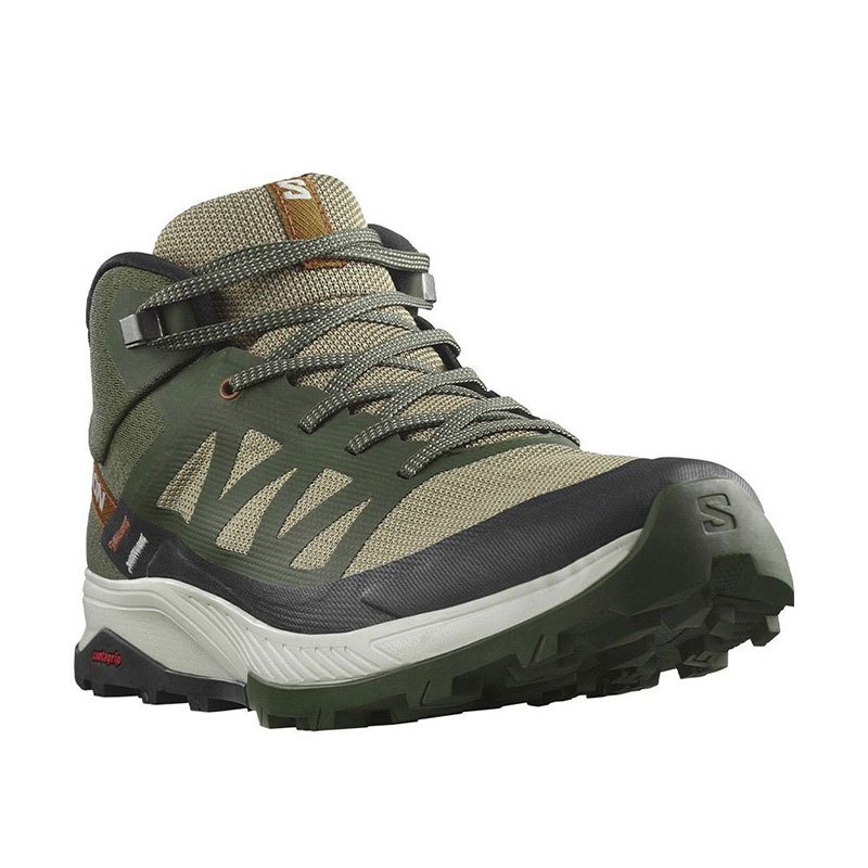 新品【SALOMON】男OUTRISE GTX中筒登山鞋『橄欖綠』471436 登山 健行 輕量 多功能 中筒鞋
