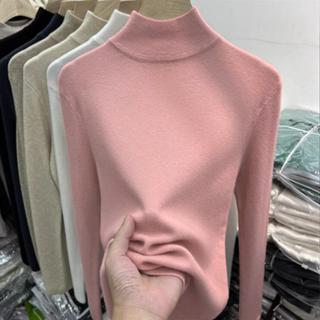 衣時尚 上衣 長袖T卹 發熱衣S-XL新款軟糯針織毛衣女洋氣半高領長袖中領打底衫內搭上衣T149-9033.
