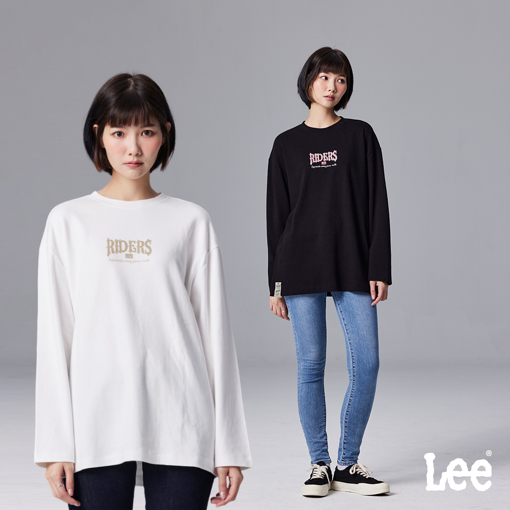 Lee RIDERS寬鬆長袖T恤 女 黑色 米白 101+ LB309007
