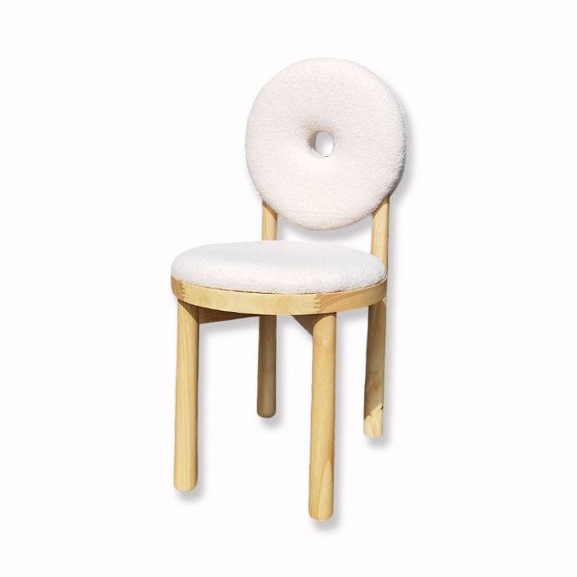 甜甜圈 餐椅 CH099 北歐 設計師 風格 奶油風 毛巾布+實木材質 化妝椅