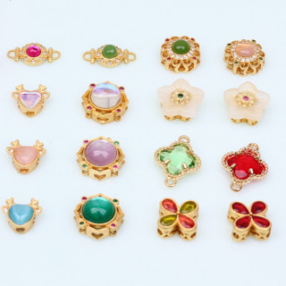 宏雲Hongyun-HC-【 5pcs/包】 古法沙金吊墜小滴溜隔珠手工 diy 製作手鏈項鏈 掛件飾品材料配件