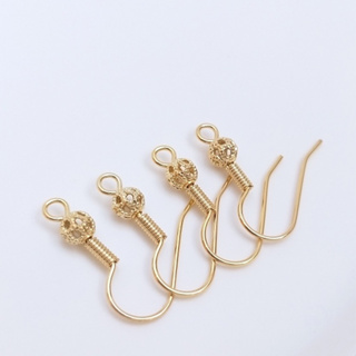 宏雲Hongyun-Ala--14K鍍金保色鍍真金色鏤空球彈簧耳鉤手工diy耳環耳飾品配件手作材料