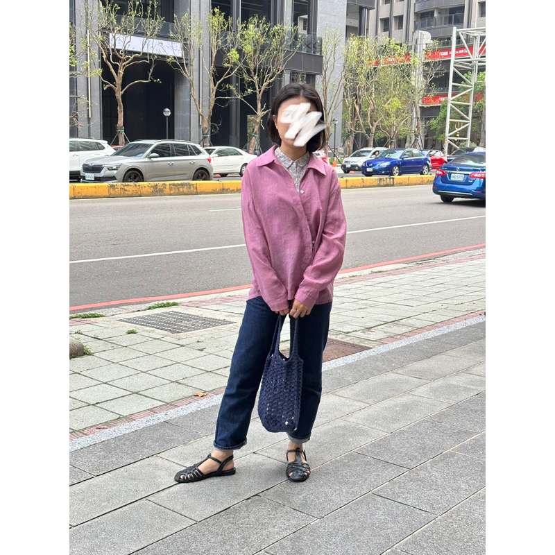 正韓 cover.com 粉紫色襯衫 dogoose ribbon miho