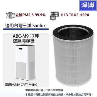 適用臺灣三洋 Sanlux ABC-M9 ABCM9(17坪)空氣清淨機HEPA+活性碳2合1濾網濾芯CAFT-M9HC