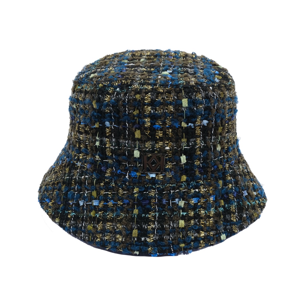 KAIKAI - MASQUERADE - 羊毛粗花呢漁夫帽 - 深藍 小香風帽 編織帽 羊毛帽 遮臉帽