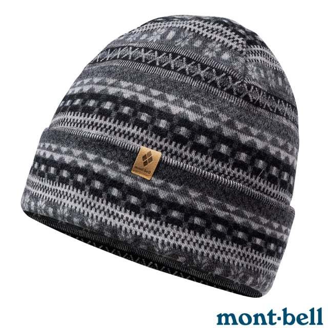 【mont-bell】100％美利奴羊毛提花保暖帽 毛線帽 羊毛帽/天然材質 吸濕排汗 柔軟防臭_深灰_1118236