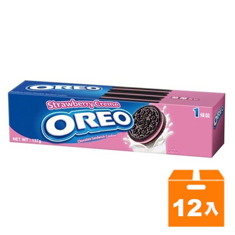OREO奧利奧草莓夾心餅乾119.6g(12入)/箱【康鄰超市】