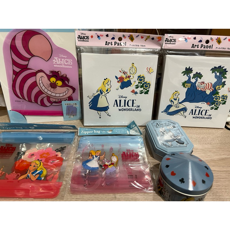 ⚠️高標勿擾⚠️全新現貨 日本 愛麗絲夢遊仙境 妙妙貓 時間兔 鐵盒 畫板 夾鏈袋