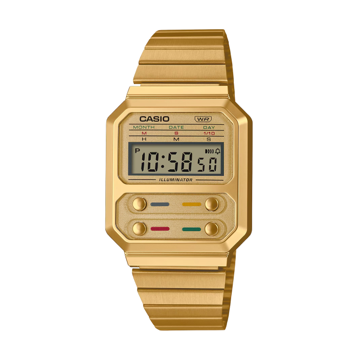【CASIO 卡西歐】Vintage復古系列方形電子腕錶-復古金/A100WEG-9A/台灣總代理公司貨享一年保固