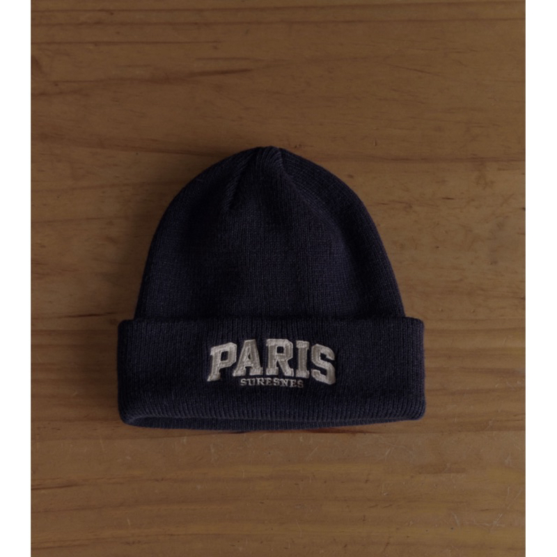 Chenn Chenn PARIS刺繡毛線帽 深藍