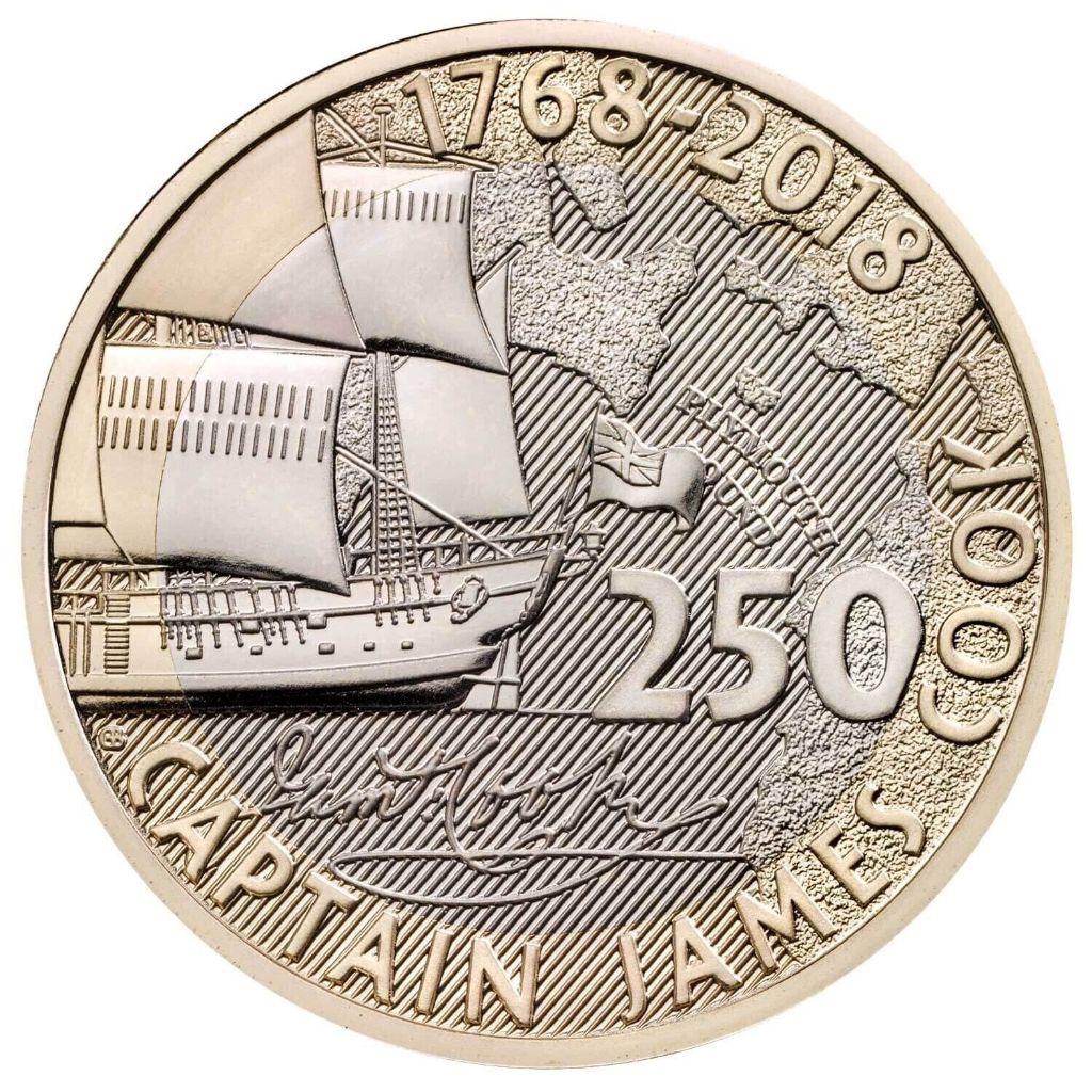 2018 英國 詹姆士·庫克 探索太平洋250週年 2英鎊 收藏紀念幣 官方卡裝版