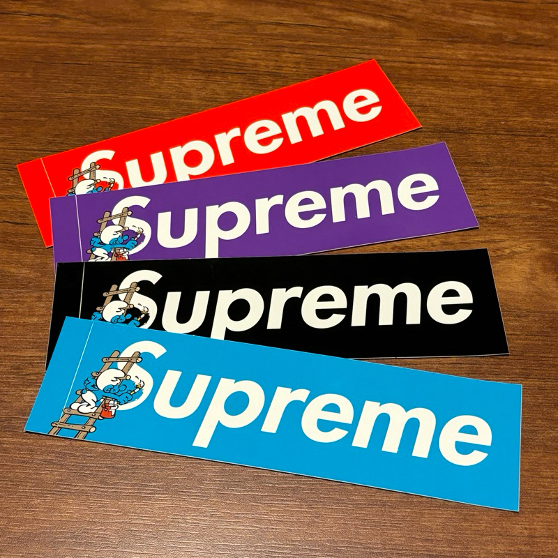Supreme Smurfs box logo stickers 藍色小精靈