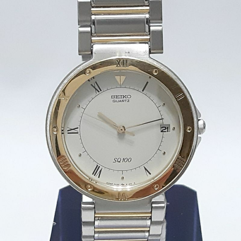 瑞泰爾的柏森 復古 90年代 SEIKO 精工 SQ 100 金鋼雙色石英錶 (CL145)
