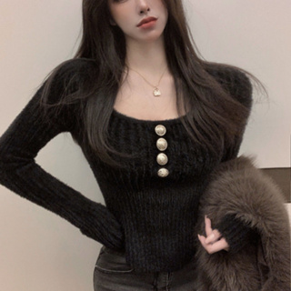 雅麗安娜 針織衫 外套 上衣 柔風設計感金屬愛心扣針織打底衫修身洋氣上衣BC1030-51138.