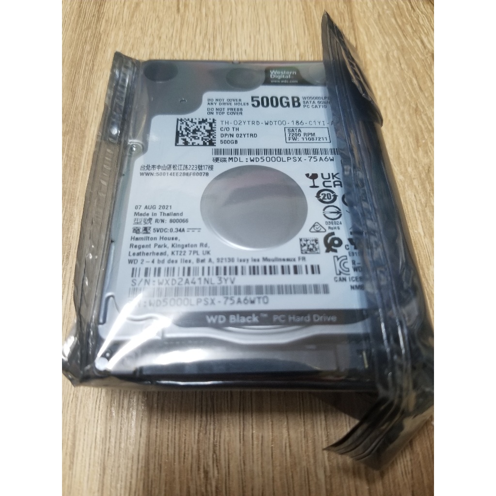 WD 黑標 2.5吋 500GB 7mm 7200轉 硬碟 筆電桌機可用 全新未拆 WD5000LPSX