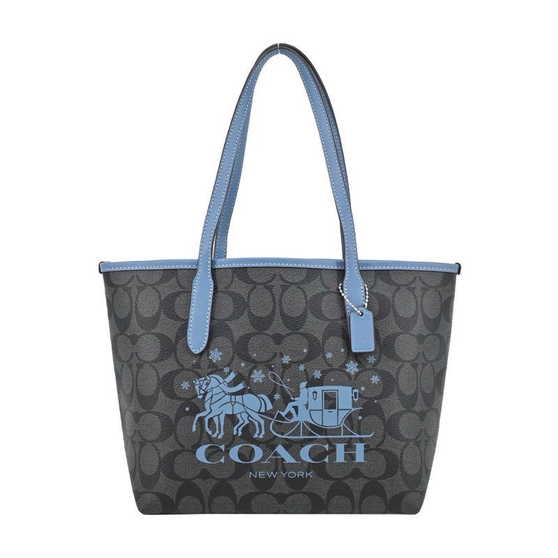 現貨！Coach mini tote 馬車 藍色 迷你 托特包