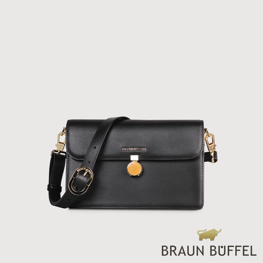 【BRAUN BUFFEL 德國小金牛】台灣總代理 娜娜 斜背包-黑色/BF810-26-BK