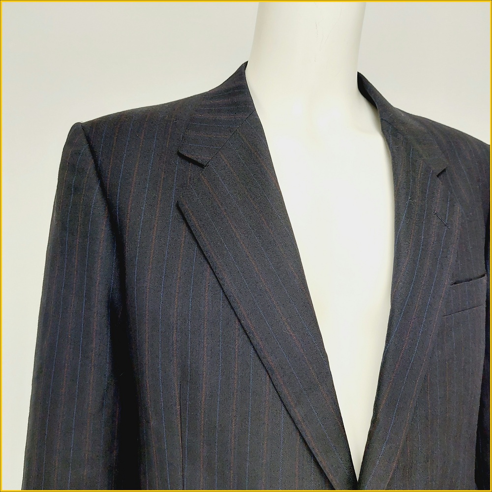 🇯🇵日本古著✈️DAKS 日本製 西裝外套 單排双扣 男 170cm DAKS 深藍 直條紋 西裝外套 MF769D
