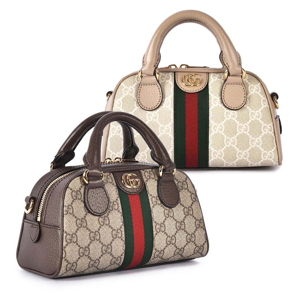 GUCCI Ophidia紅綠織帶雙G緹花紋迷你手提包 斜背包 波士頓包(任選)340465｜GoBrand購名牌