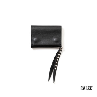 GOODFORI /日本Calee Studs Charm Plane Leather Wallet鉚釘吊飾三折皮夾