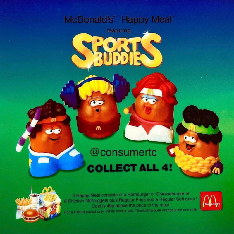 【CJ Toyz】1992年 英國限定 麥當勞 兒童餐玩具 運動版 雞塊寶寶 Sports Buddies 麥克雞塊
