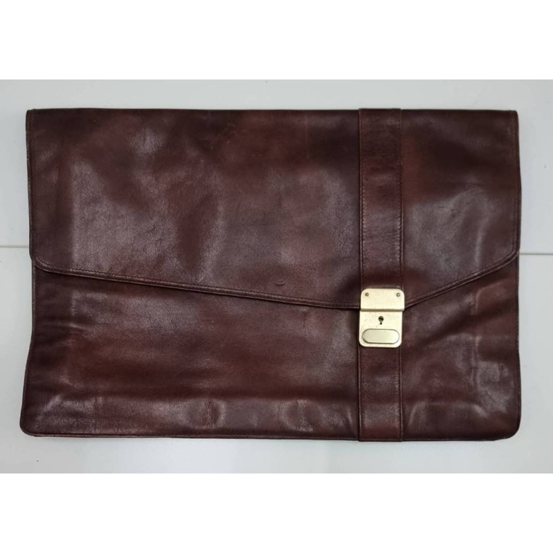 二手咖啡色公事包真皮Tokyo Lock Leather Document Folder Case