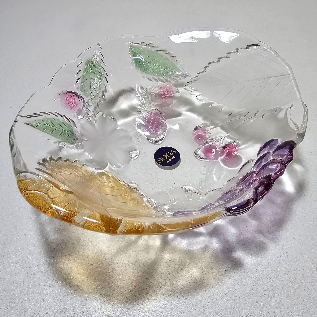 日本製 SOGA 玻璃 草莓 櫻桃 葡萄 浮雕 水果碗 點心碗 玻璃碗 ♥ 正品 ♥ 現貨 ♥